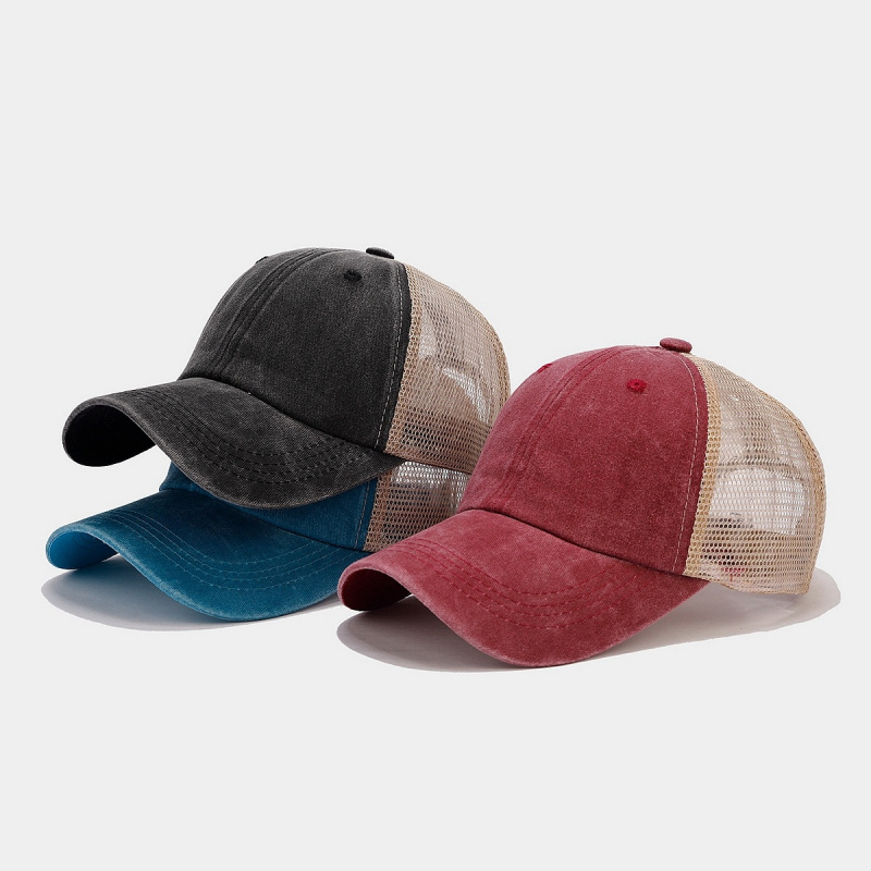 Trucker Cap Mesh - Cappello Trucker Vintage in Denim Lavato