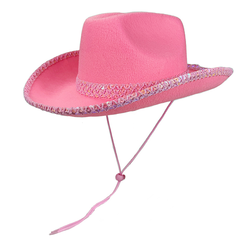 Sun Hat Wide Brim - Cappello da cowgirl con paillettes da