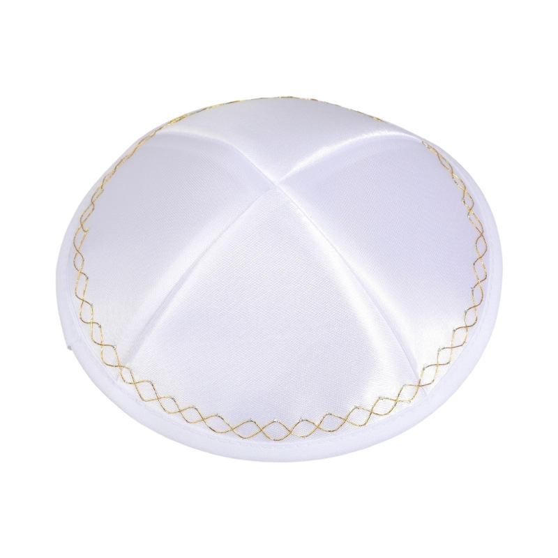 Skull Cap Helmet Liner - Kippah Ebraica in Raso Bianco con