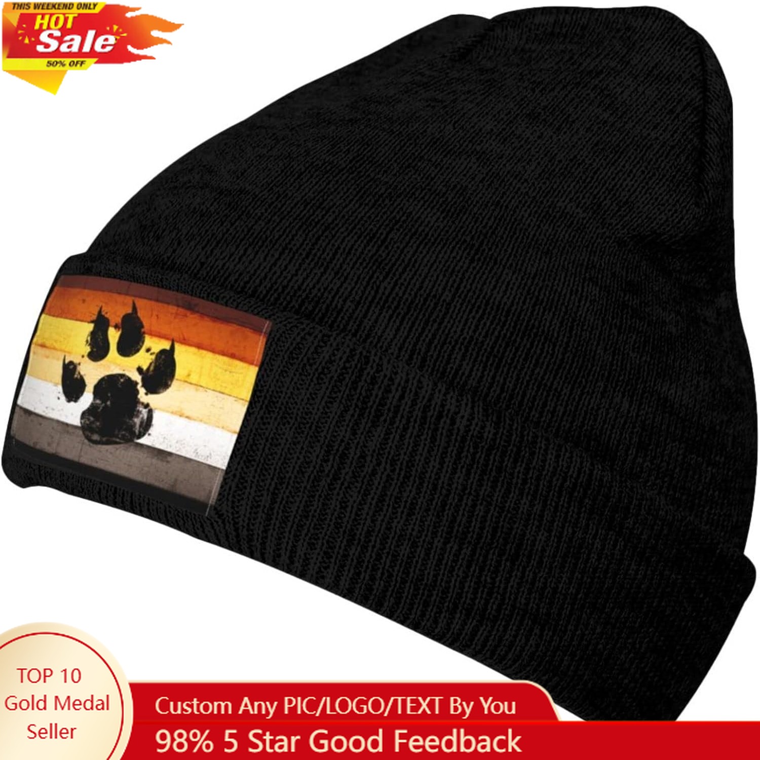 Beanie Cuffed Knit - Bandiera gay Zampa d'orso LGBT Berretto